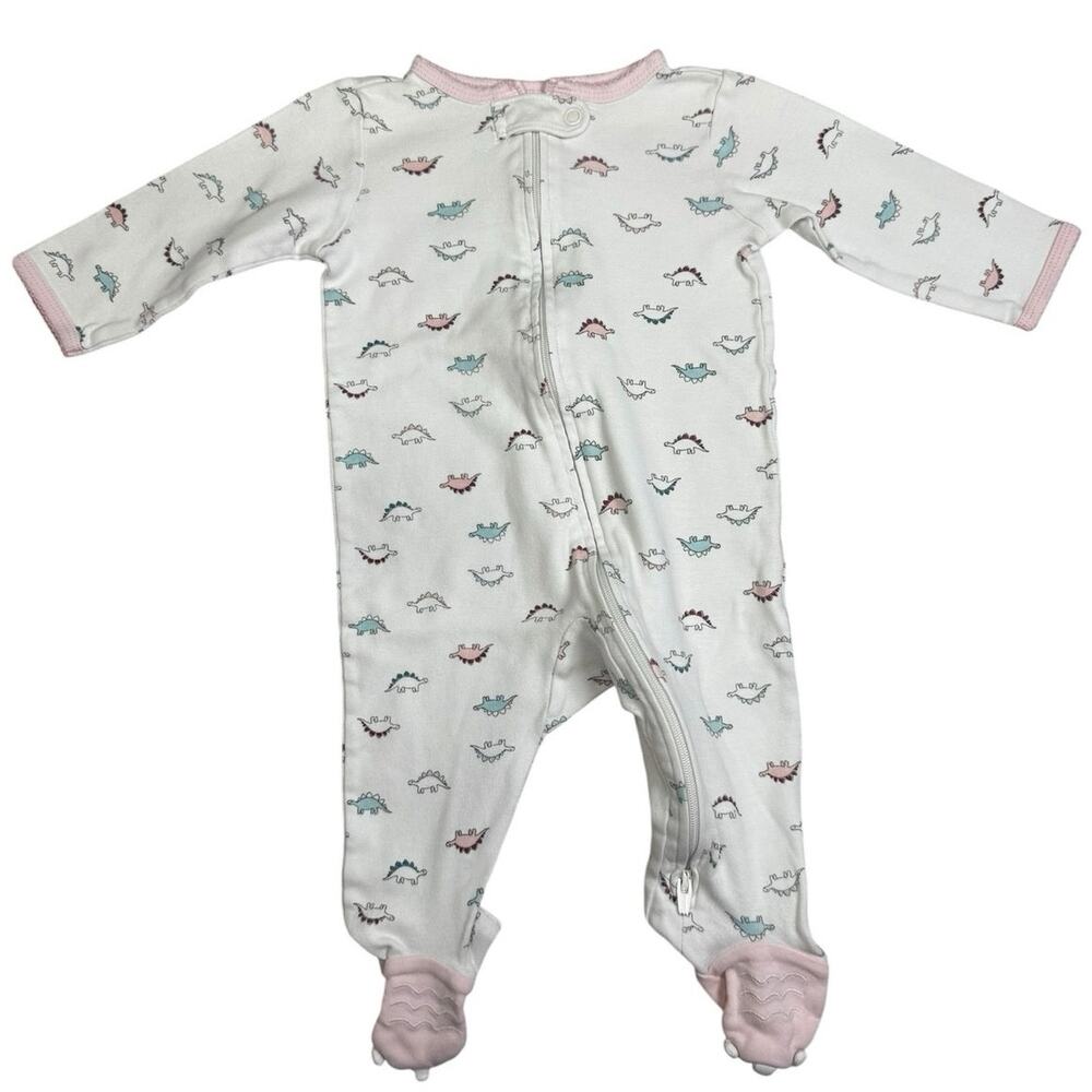 Carters Footie Sleeper Pajamas Baby Girl Dinosaur White 6 Months